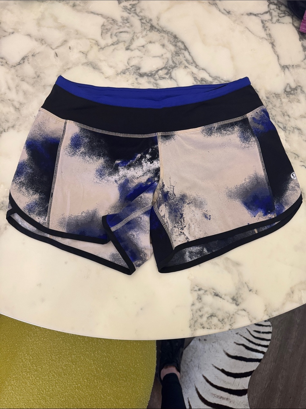 lululemon athletica Women's Black and Blue Abstract Athletic Shorts